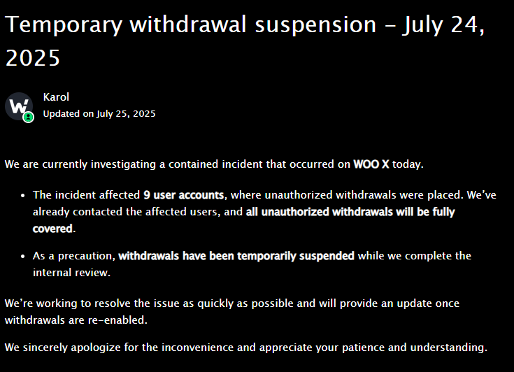 WOO X crypto exchanged hack